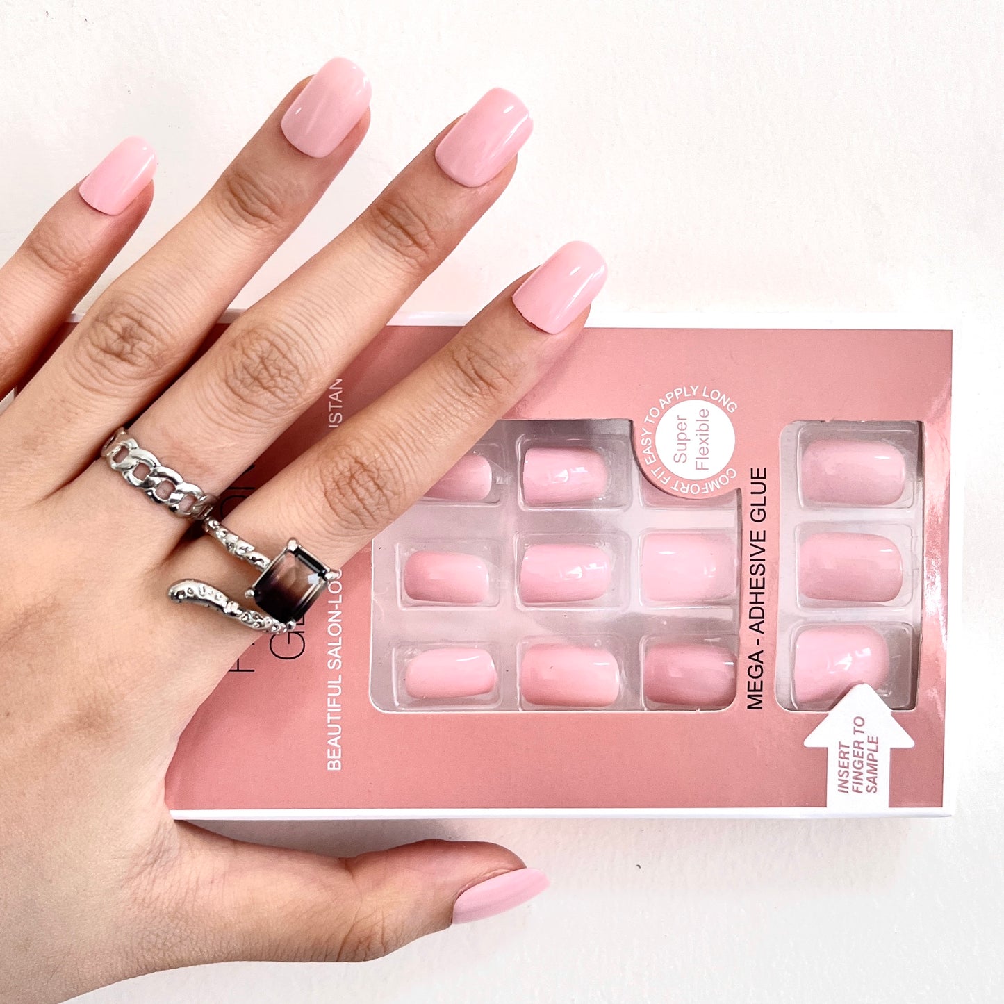 Pastel Color/ Solid Color Squoval Short Fake Nails Pink 0061-S225 Press ons Flase Nails Press On Nails Tips Salon