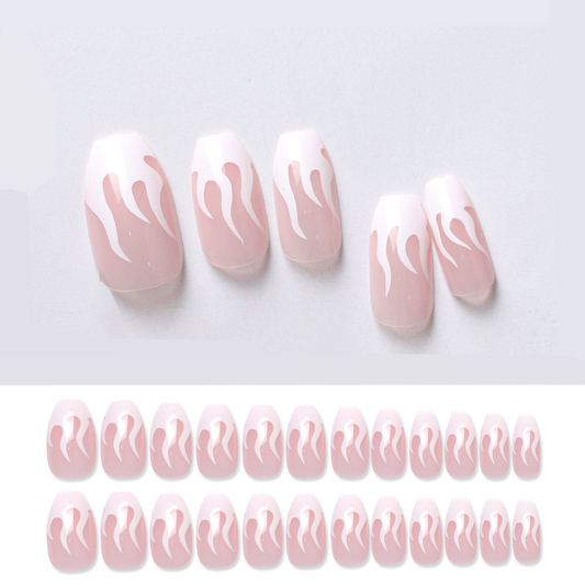 Flame Tip Squoval Medium Fake Nails Pinky Flame Press ons Flase Nails Press On Nails Tips Salon