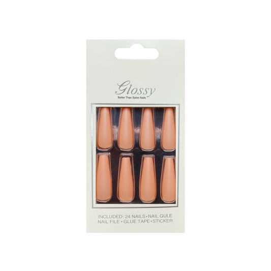 Pastel Color/ Solid Color Coffin Long Fake Nails Matte Orange S469 Press ons Flase Nails Press On Nails Tips Salon