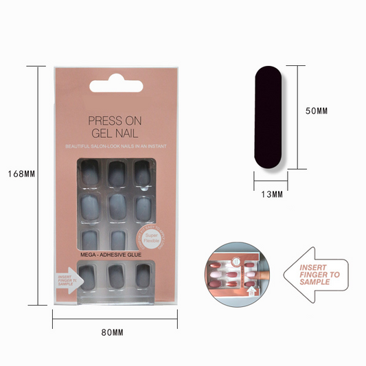 Pastel Color/ Solid Color Squoval Short Fake Nails Frog Blue 0061-S181 Press ons Flase Nails Press On Nails Tips Salon