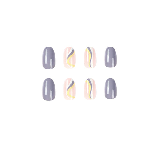 Swirl Effects Stiletto Short Fake Nails Grey Word Press ons Flase Nails Press On Nails Tips Salon