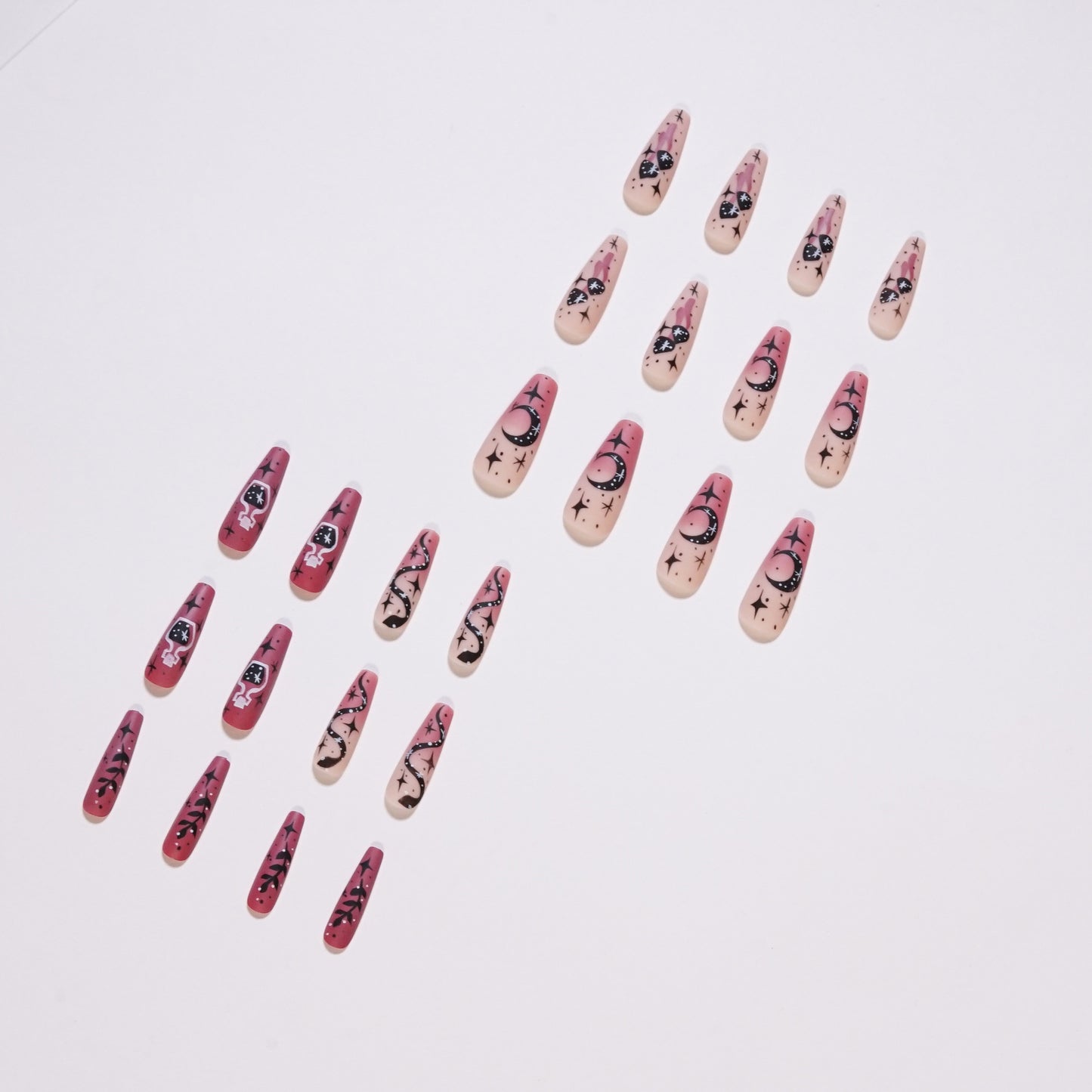 Universe Mystery Coffin Long Fake Nails Colorful Sky Press ons Flase Nails Press On Nails Tips Salon