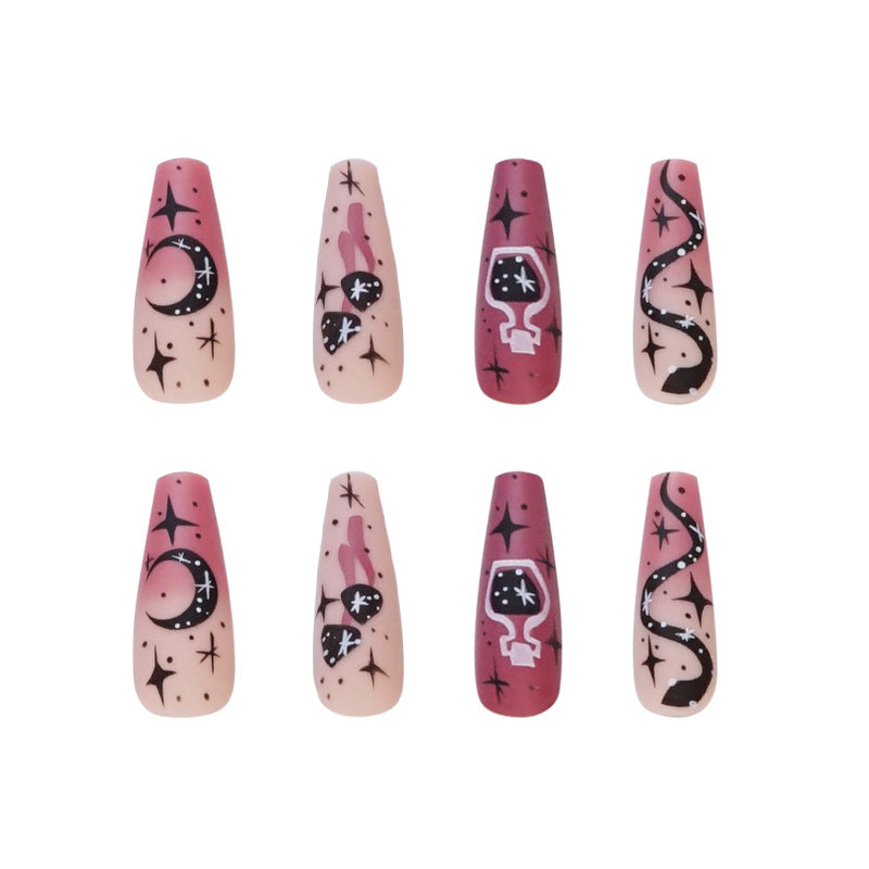 Universe Mystery Coffin Long Fake Nails Colorful Sky Press ons Flase Nails Press On Nails Tips Salon